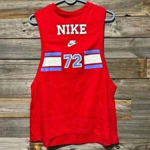 Nike Women's Tank Top- Active Sports Theme 72 Graphic PrintRed White Blue Size L